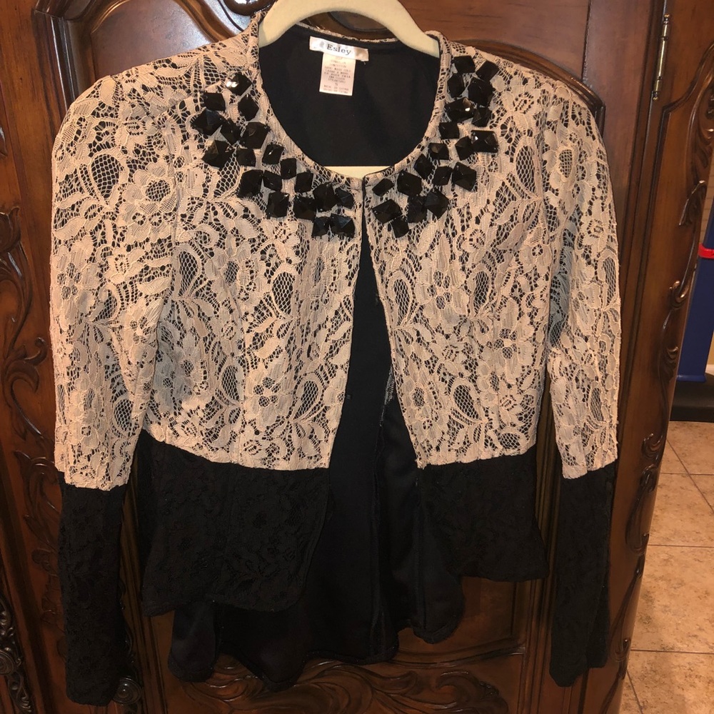 Lace blazer/top.  Size small.  Beaded neckline